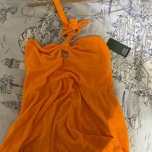 medium orange neck wrap dress